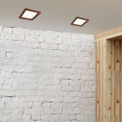 LED Zapustené svietidlo WOODY SPOT LED/17W/230V 3000K čerešňa 18,5x18,5 cm