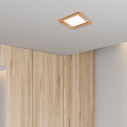 LED Podhľadové svietidlo WOODY SPOT LED/17W/230V 3000K dub 18,5x18,5 cm