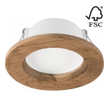 LED Podhľadové svietidlo WOODY SPOT LED/5,5W/230V 4000K orech ø 10 cm