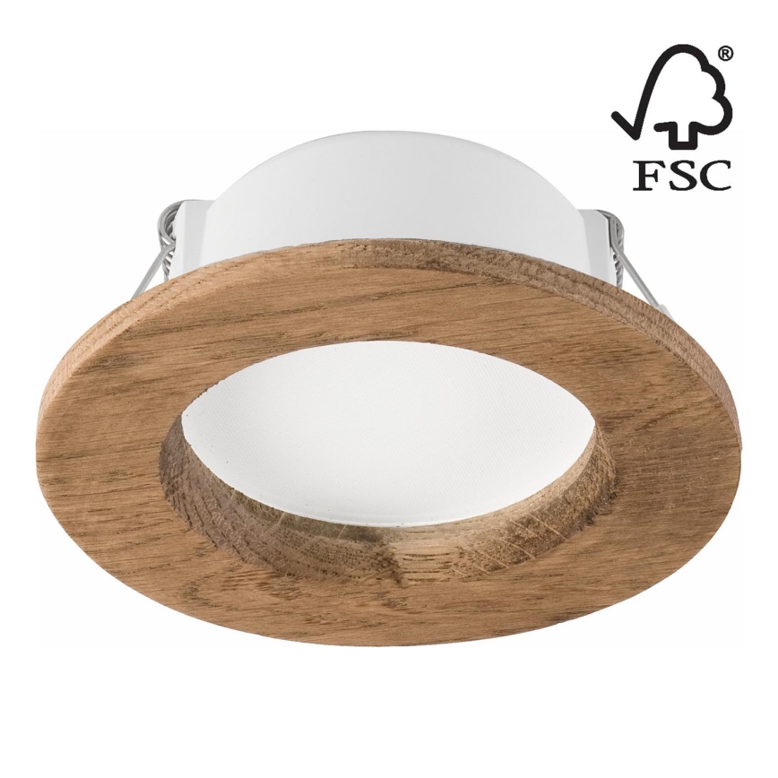 LED Podhľadové svietidlo WOODY SPOT LED/5,5W/230V 4000K orech ø 10 cm