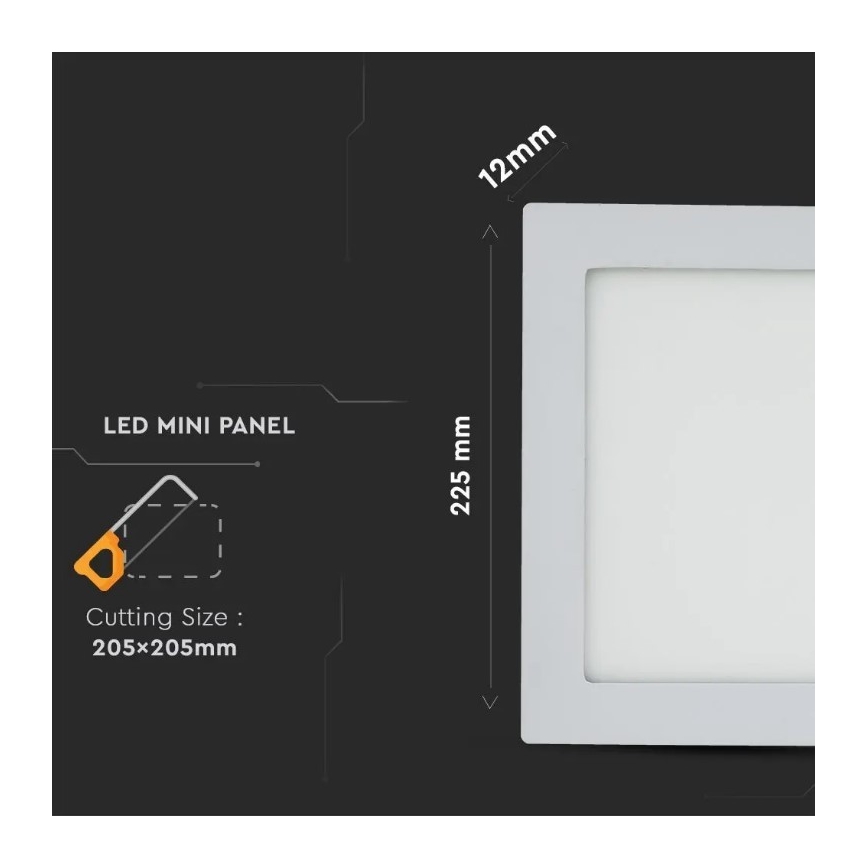 LED Podhľadový panel LED/18W/230V 3000K čtvercový