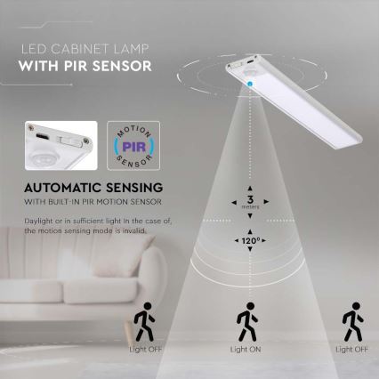 LED Podlinkové svietidlo so senzorom LED/2,5W/5V 4000K 3000 mAh