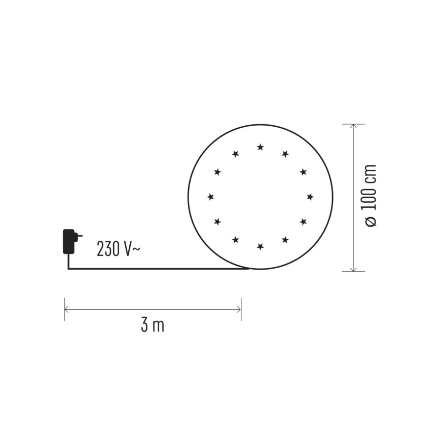 LED Podložka pod vianočný stromček 12xLED/1,2W/230V
