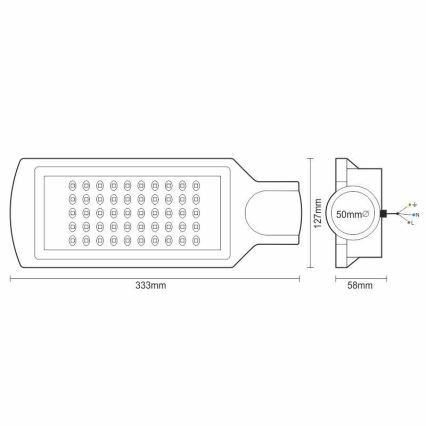 LED Pouličná lampa LED/50W/170-400V 4000K IP65