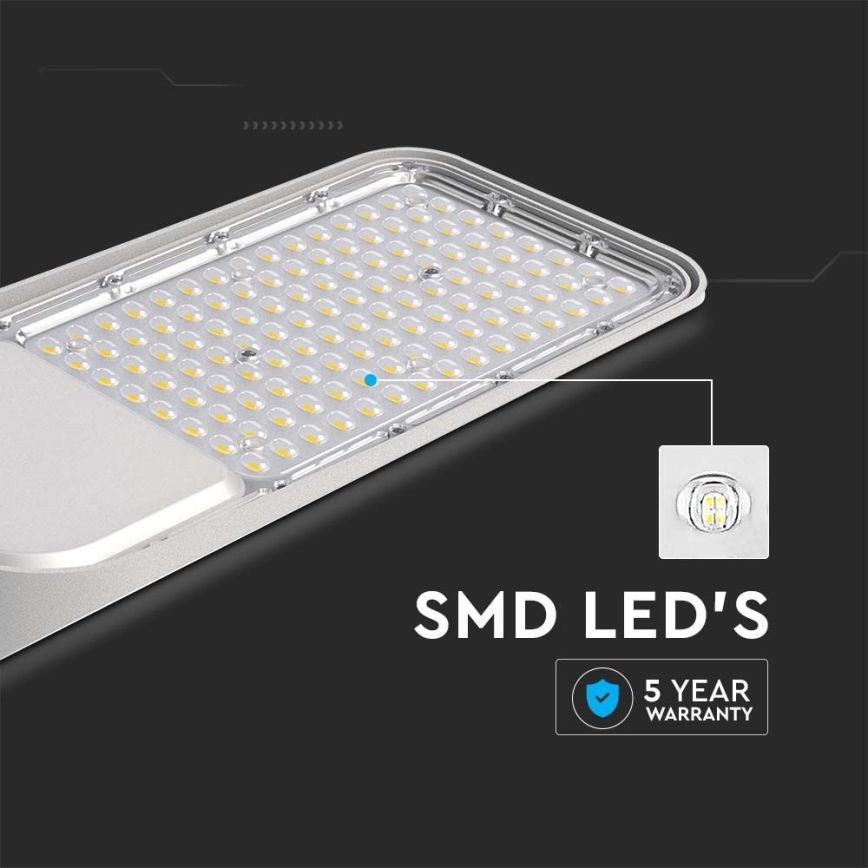 LED panel s mnohými malými LED diódami je zobrazený detailne. Diody sú SMD typu. Je uvedená 5-ročná záruka.