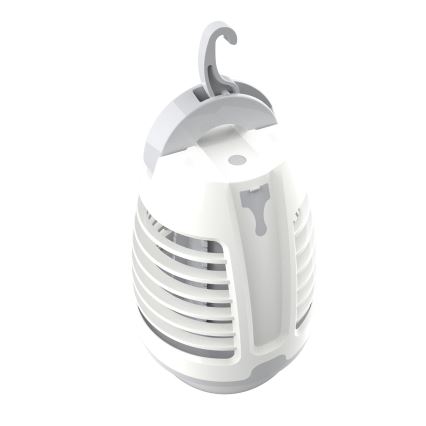 LED Prenosná nabíhacia lampa s lapačom hmyzu LED/5W/1800 mAh IPX4 biela/šedá