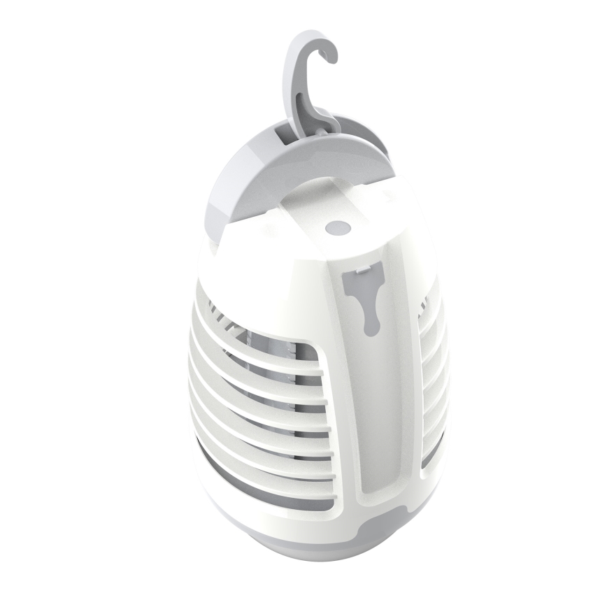 LED Prenosná nabíhacia lampa s lapačom hmyzu LED/5W/1800 mAh IPX4 biela/šedá