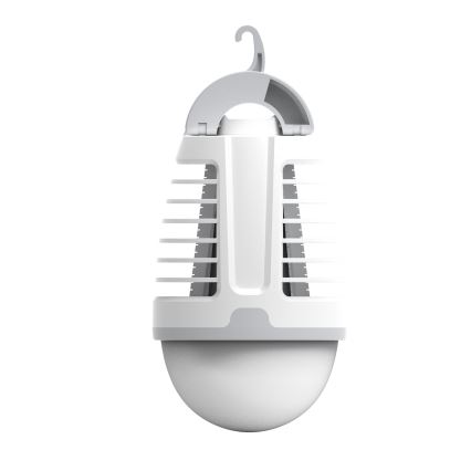 LED Prenosná nabíhacia lampa s lapačom hmyzu LED/5W/1800 mAh IPX4 biela/šedá