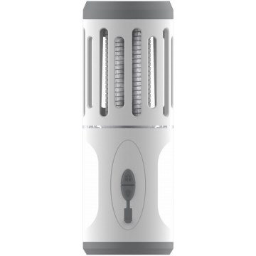 LED Prenosná nabíhacia lampa s lapačom hmyzu LED/6W/1800 mAh IPX4 biela/šedá