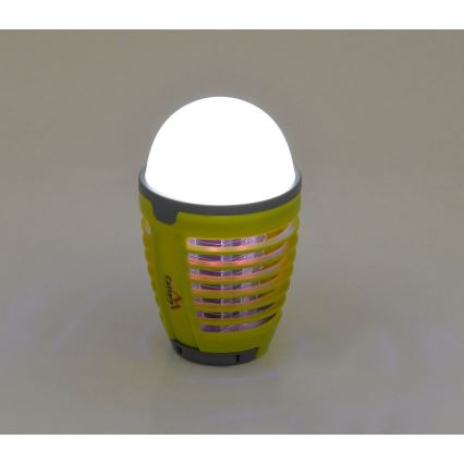 LED Prenosná nabíjacia lampa s lapačom hmyzu LED/2W/3,7V 1800 mAh IPX4 zelená