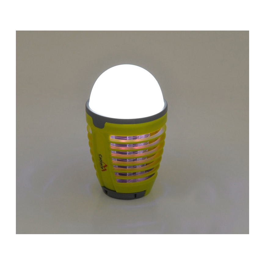 LED Prenosná nabíjacia lampa s lapačom hmyzu LED/2W/3,7V 1800 mAh IPX4 zelená