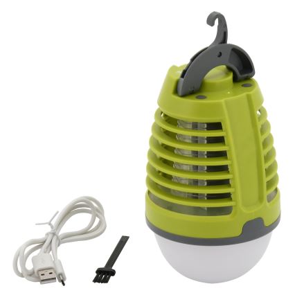 LED Prenosná nabíjacia lampa s lapačom hmyzu LED/2W/3,7V 1800 mAh IPX4 zelená