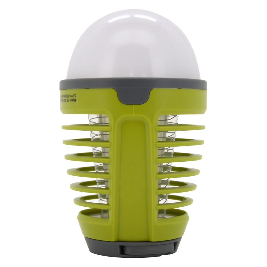 LED Prenosná nabíjacia lampa s lapačom hmyzu LED/2W/3,7V 1800 mAh IPX4 zelená