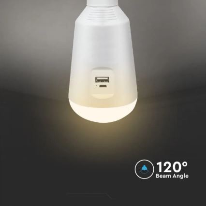 LED Prenosná solárna žiarovka 3v1 LED/7W/230V 3000K/4000K/6400K + USB nabíjanie