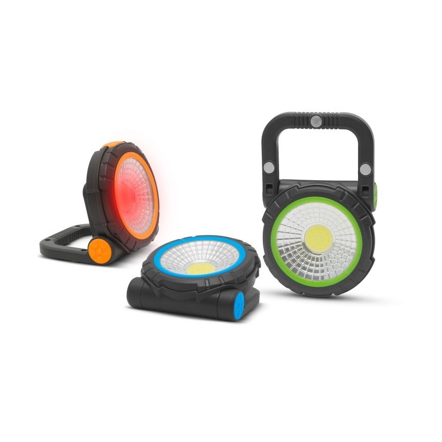 LED Prenosný mini reflektor LED/3W/3xAAA zelená/modrá