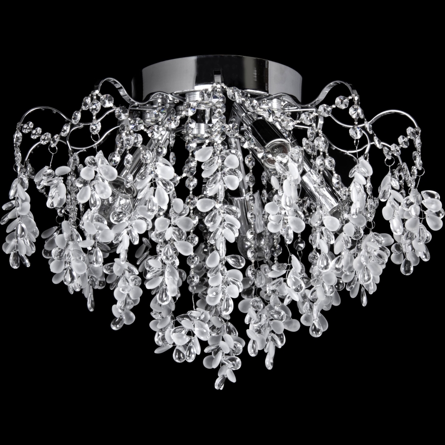 LED Prisadený luster 5xE27/60W/230V + 5xLED/3W pr. 50 cm lesklý chróm
