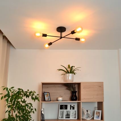 LED Prisadený luster CAMBRIDGE 4xE27/8W/230V čierna