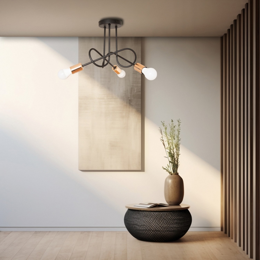 LED prisadený luster OXFORD 3×E27/15W/230V čierny