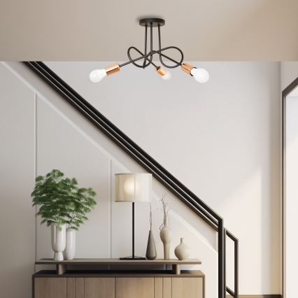 LED prisadený luster OXFORD 3×E27/15W/230V čierny