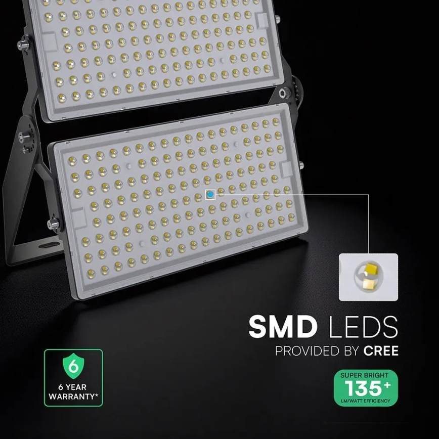 LED reflektor 500 W/230 V, 4000 K, IP65, šedý