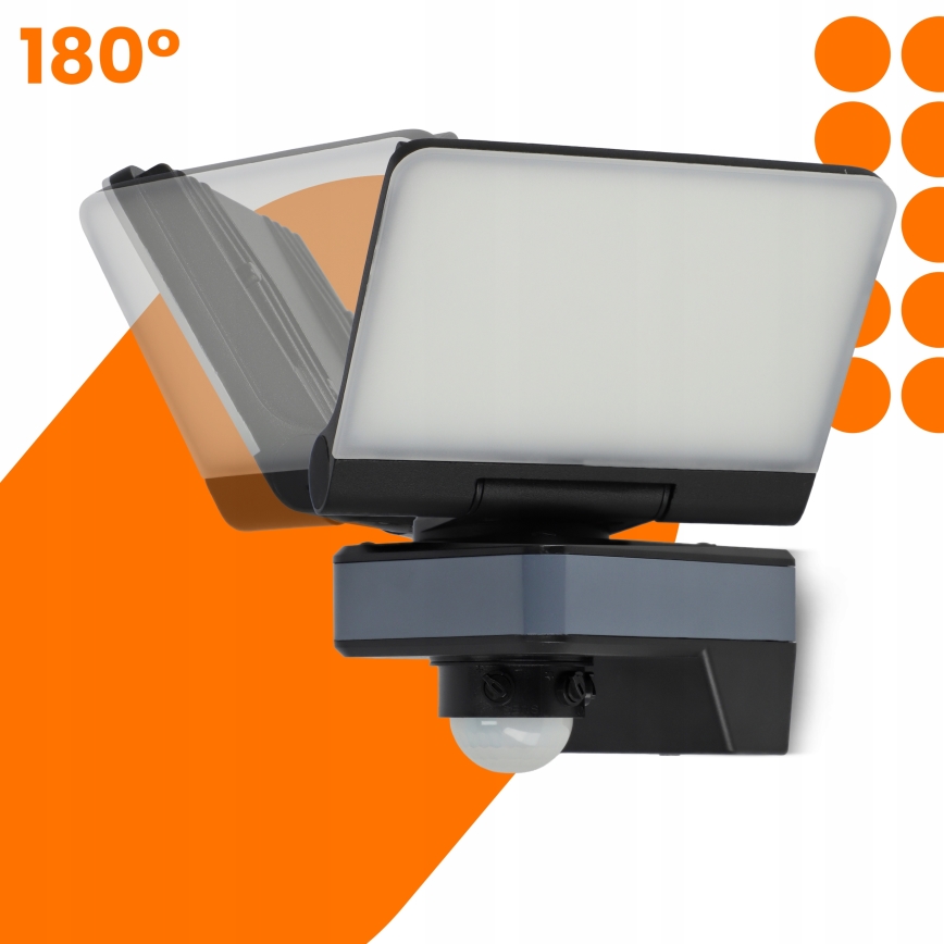 LED reflektor s pohybovým a súmrakovým senzorom LED/24W/230V 4200K IP54 čierna
