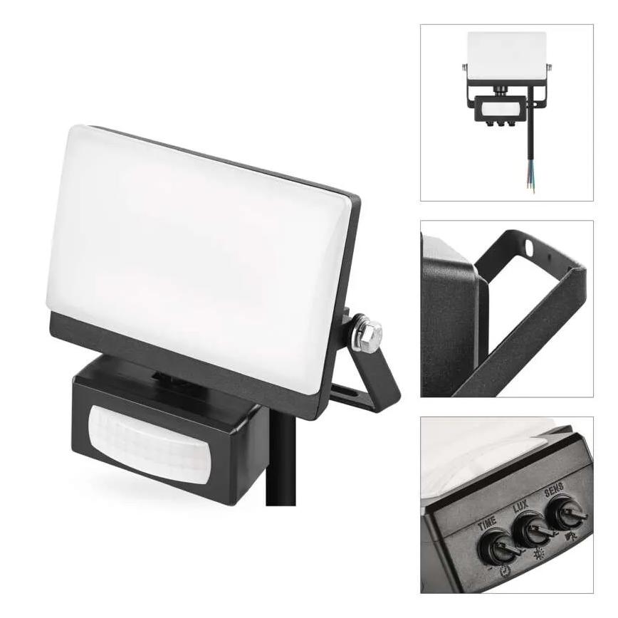 LED reflektor s pohybovým a súmrakovým senzorom TAMBO EVO LED/10W/230V 4000K IP44 čierny