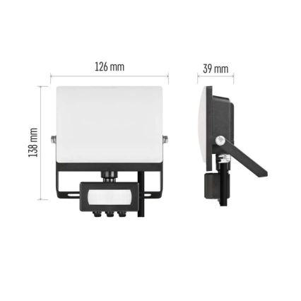 LED reflektor s pohybovým a súmrakovým senzorom TAMBO EVO LED/20W/230V 4000K IP44 čierna