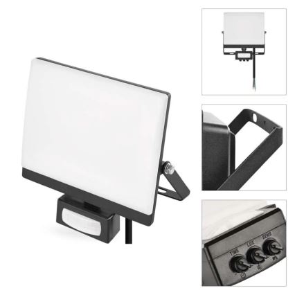 LED reflektor s pohybovým a súmrakovým senzorom TAMBO EVO LED/30W/230V 4000K IP44 čierny