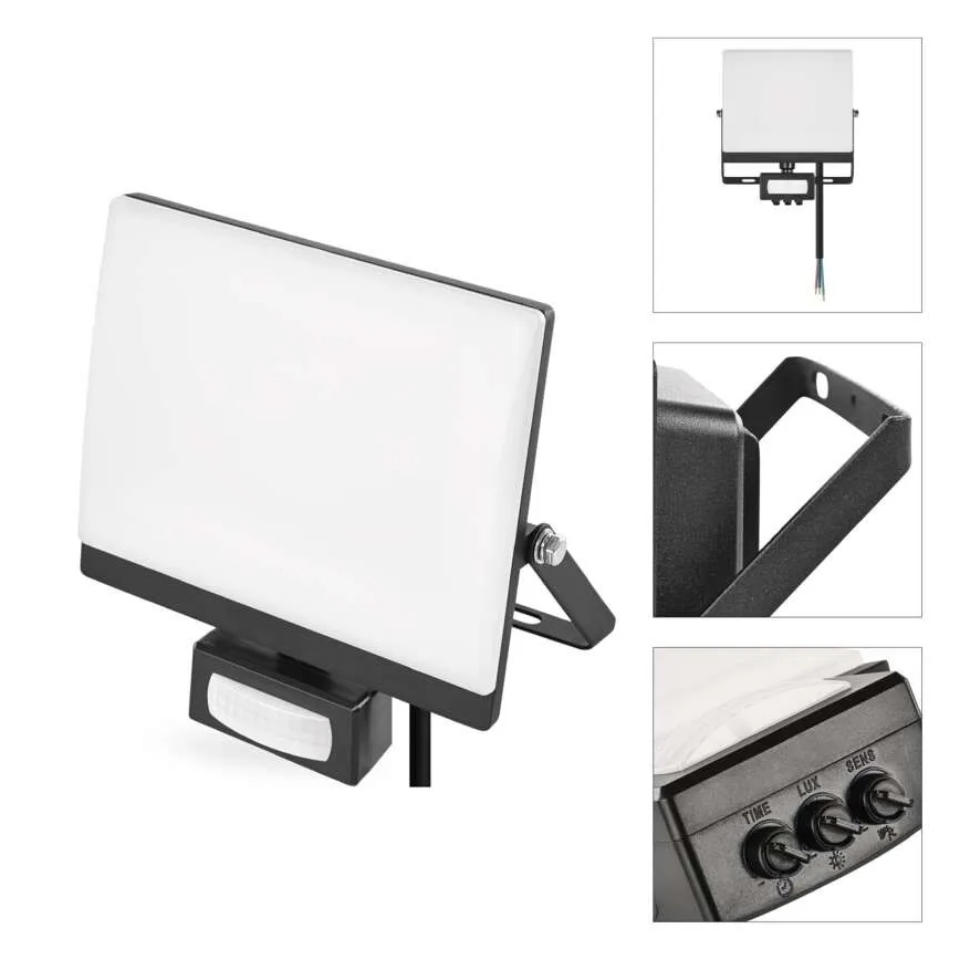 LED reflektor s pohybovým a súmrakovým senzorom TAMBO EVO LED/30W/230V 4000K IP44 čierny