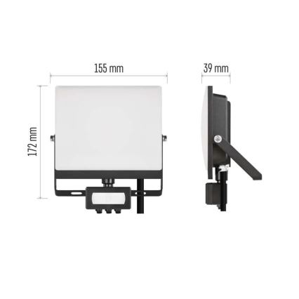 LED reflektor s pohybovým a súmrakovým senzorom TAMBO EVO LED/30W/230V 4000K IP44 čierny