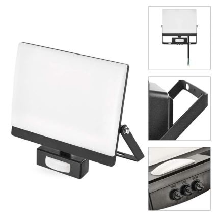LED reflektor s pohybovým a súmrakovým senzorom TAMBO EVO LED/50W/230V 4000K IP44 čierna