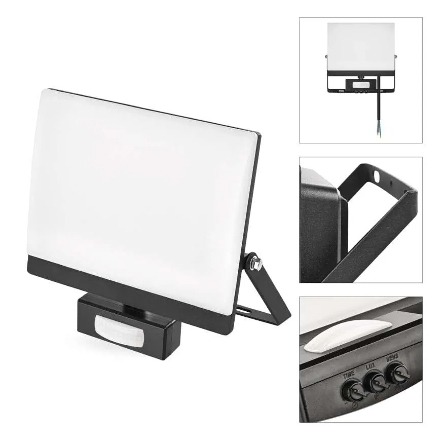 LED reflektor s pohybovým a súmrakovým senzorom TAMBO EVO LED/50W/230V 4000K IP44 čierna