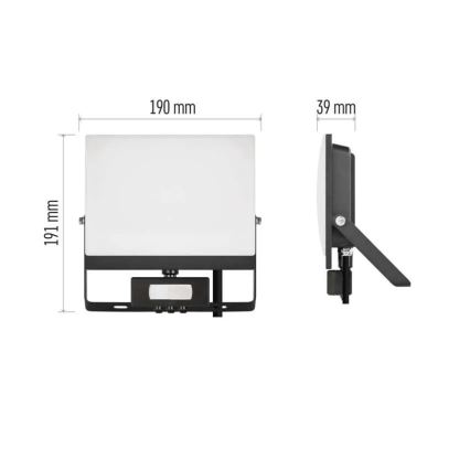 LED reflektor s pohybovým a súmrakovým senzorom TAMBO EVO LED/50W/230V 4000K IP44 čierna
