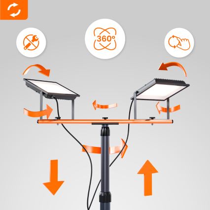 LED reflektor s stojanom 2xLED/50W/230V 4500K IP65 čierna/oranžová