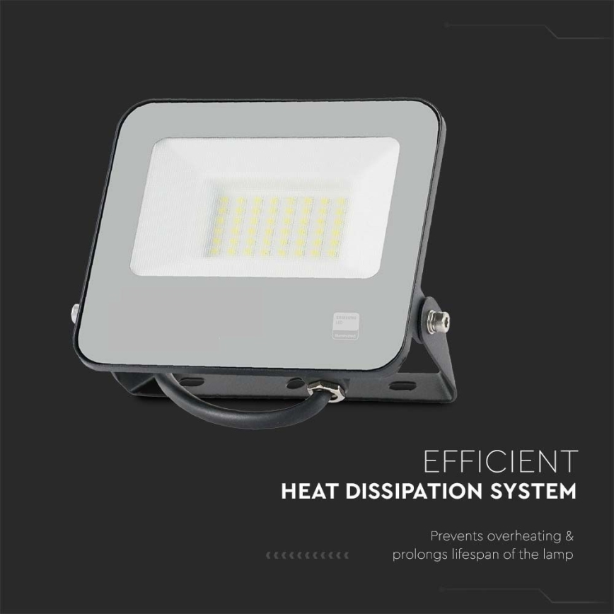 LED Reflektor SAMSUNG CHIP LED/30W/230V 4000K IP65 čierna