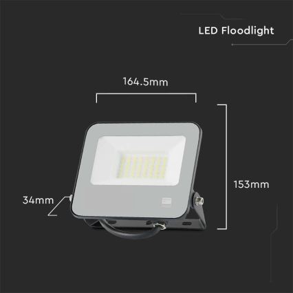 LED Reflektor SAMSUNG CHIP LED/30W/230V 4000K IP65 čierna
