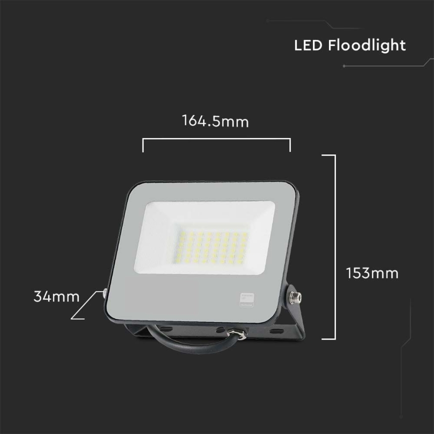 LED Reflektor SAMSUNG CHIP LED/30W/230V 4000K IP65 čierna