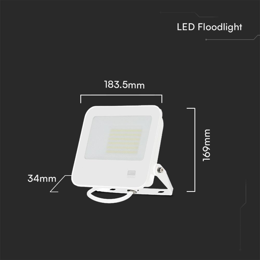 LED Reflektor SAMSUNG CHIP LED/50W/230V 6500K IP65 biela