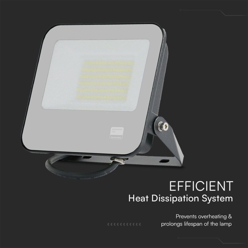 LED Reflektor SAMSUNG CHIP LED/50W/230V 6500K IP65 čierna