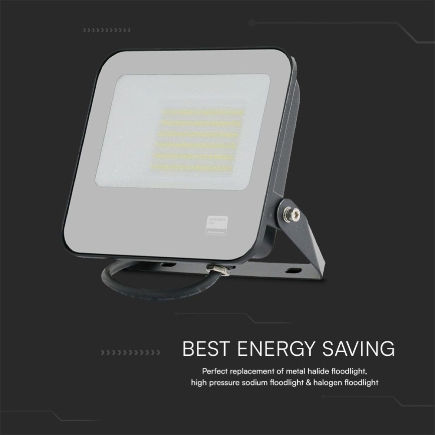 LED Reflektor SAMSUNG CHIP LED/50W/230V 6500K IP65 čierna