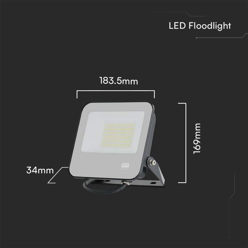 LED Reflektor SAMSUNG CHIP LED/50W/230V 6500K IP65 čierna