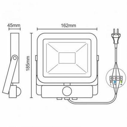 LED Reflektor so senzorom LED/20W/265V 1800lm biela IP65