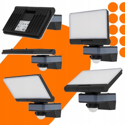 LED reflektor so snímačom pohybu a súmraku LED/44W/230V 4200K IP54 čierna