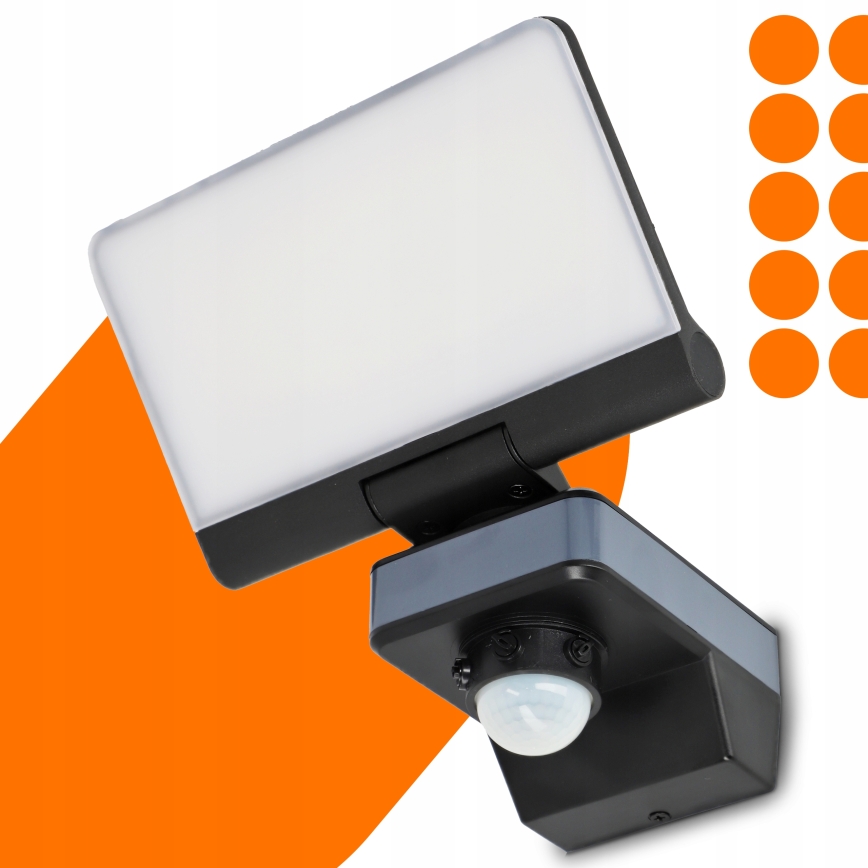 LED reflektor so snímačom pohybu a súmraku LED/44W/230V 4200K IP54 čierna