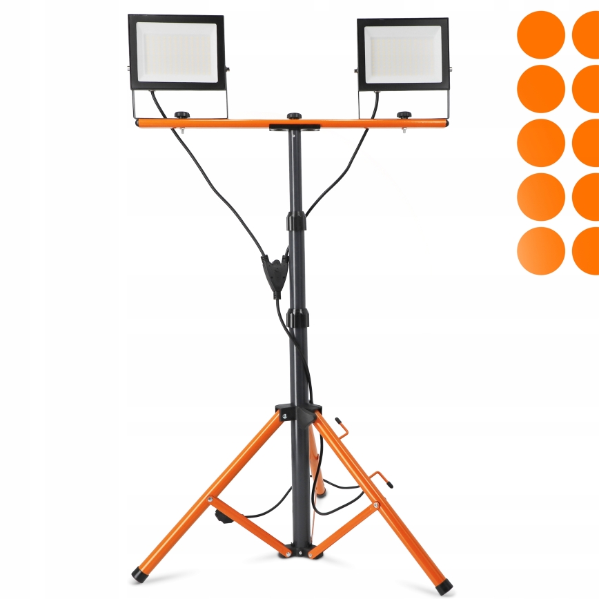 LED reflektor so stojanom 2xLED/100W/230V 4500K IP65 čierna/oranžová