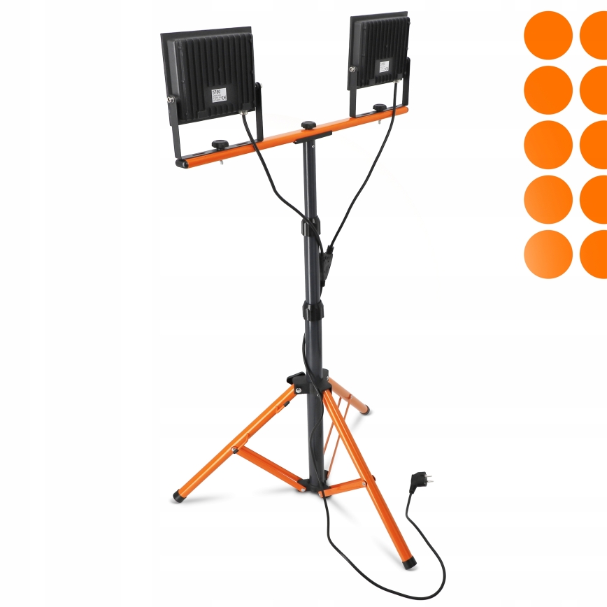 LED reflektor so stojanom 2xLED/100W/230V 4500K IP65 čierna/oranžová