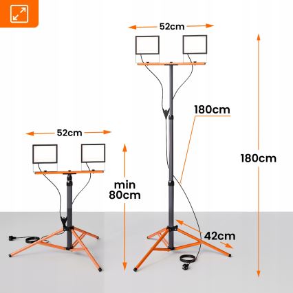 LED reflektor so stojanom 2xLED/100W/230V 4500K IP65 čierna/oranžová
