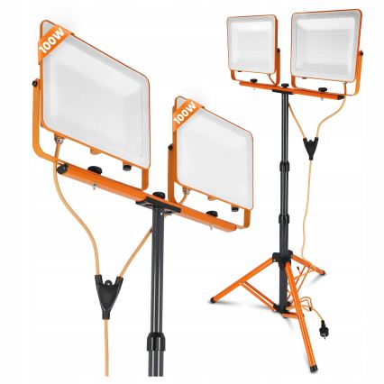 LED reflektor so stojanom 2xLED/100W/230V 4500K IP65 oranžový