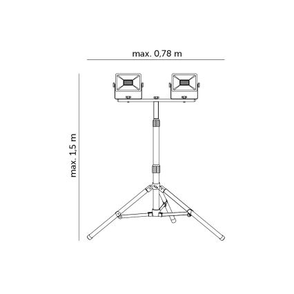 LED Reflektor so stojanom 2xLED/30W/230V IP65