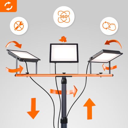 LED reflektor so stojanom 3xLED/50W/230V 4500K IP65 čierna/oranžová